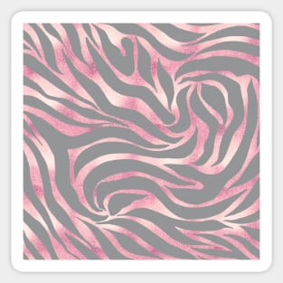 Rose Gold Glitter Zebra Gray Animal Print Glam Design Sticker